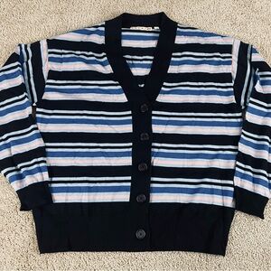 Marni x Uniqlo Cardigan Sweater Women’s XS Oversized Striped Wool Blend F26